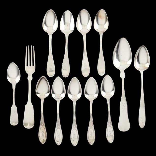 a-grouping-of-american-coin-silver-flatware-items