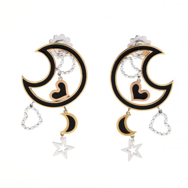 gold-enamel-and-diamond-celestial-motif-dangle-earrings