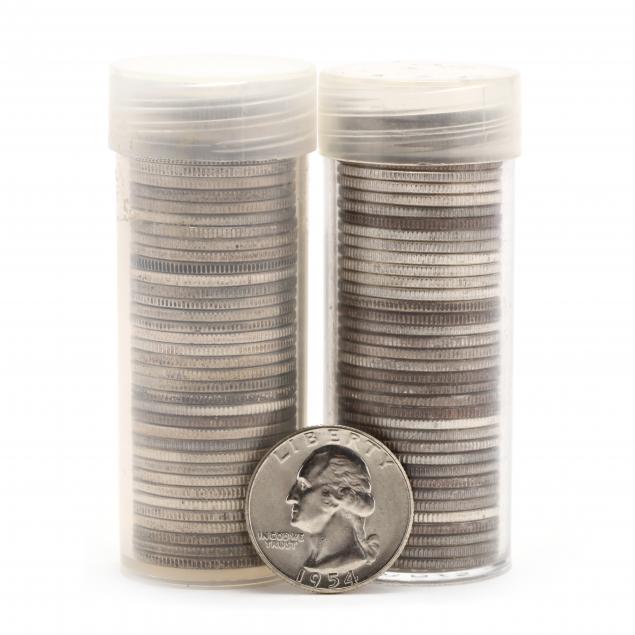 two-rolls-of-high-grade-washington-90-silver-quarters