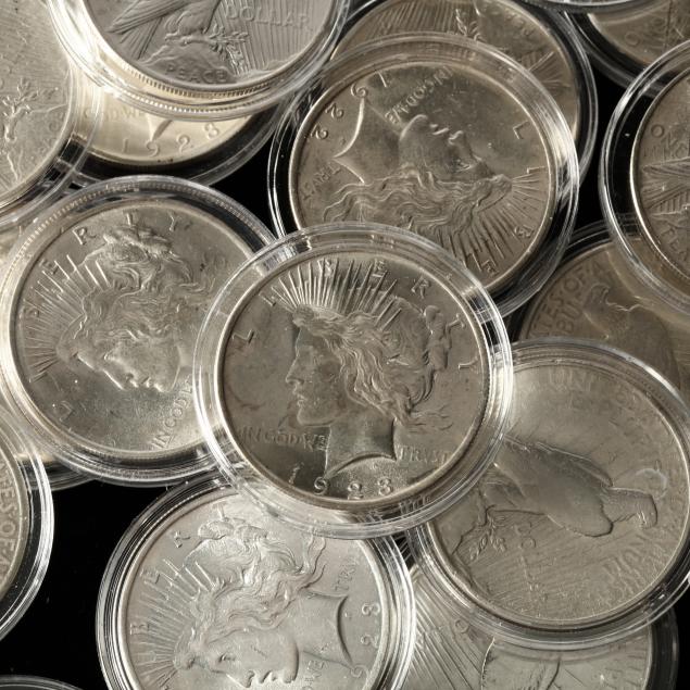 twenty-five-encapsulated-peace-silver-dollars