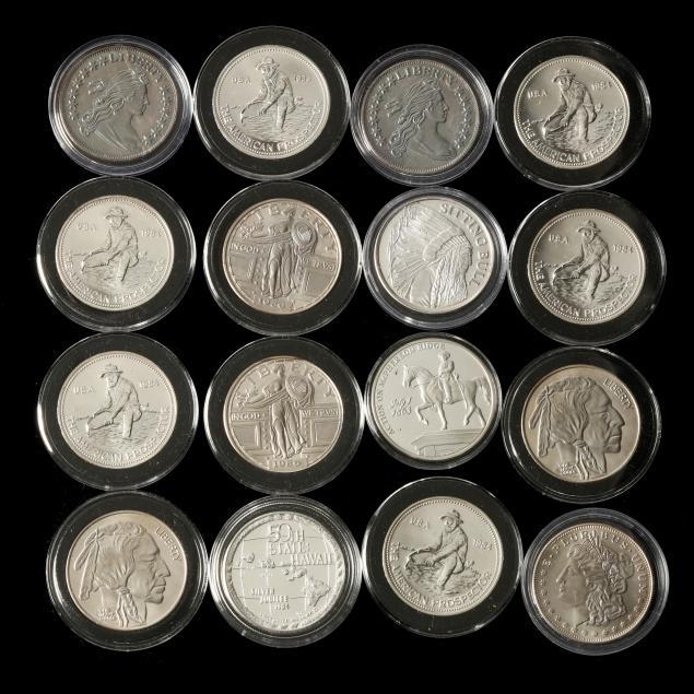 sixteen-16-privately-minted-one-ounce-bu-silver-rounds