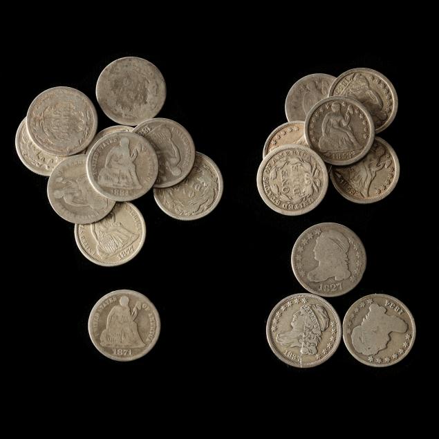 nineteen-19-circulated-19th-century-dimes