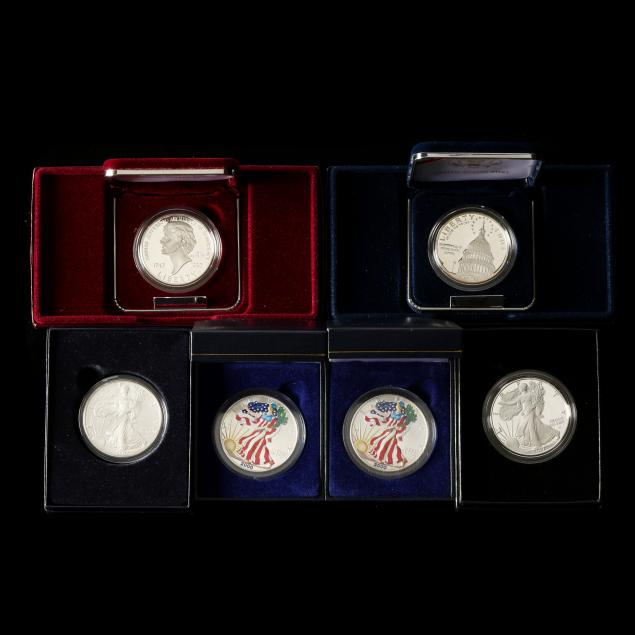 six-modern-u-s-mint-packaged-silver-coins