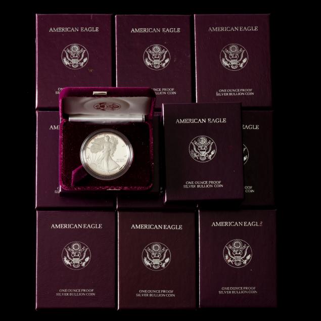 eleven-11-early-date-american-eagle-proof-one-ounce-silver-bullion-coins