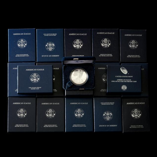 eighteen-18-american-eagle-proof-one-ounce-silver-bullion-coins