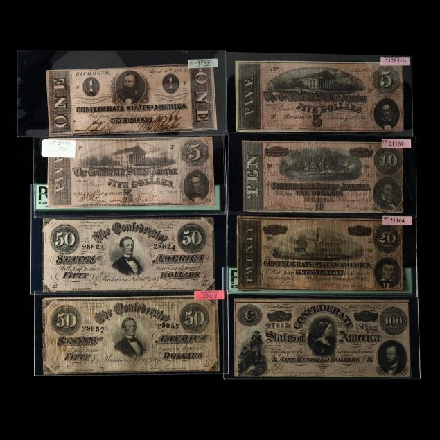 eight-confederate-notes-spanning-1862-1864