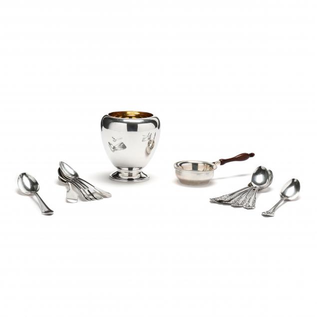 a-group-of-sterling-silver-flatware-and-sugar-bowl