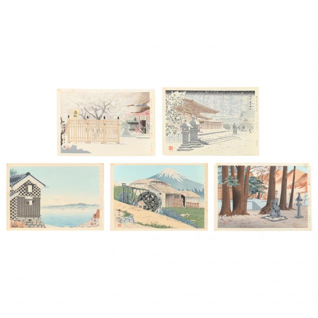 tokuriki-tomikichiro-japanese-1902-1999-five-woodblock-prints