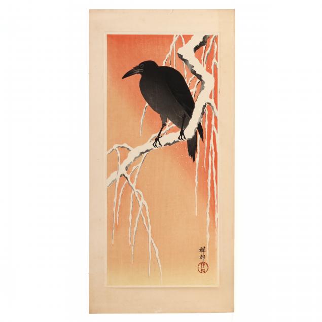 ohara-shoson-koson-japanese-1877-1945-i-carrion-crow-on-snow-covered-willow-i