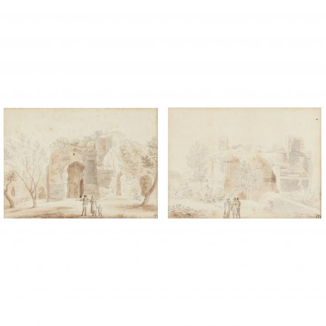 pair-of-antique-french-school-landscape-drawings-with-ruins-and-figures
