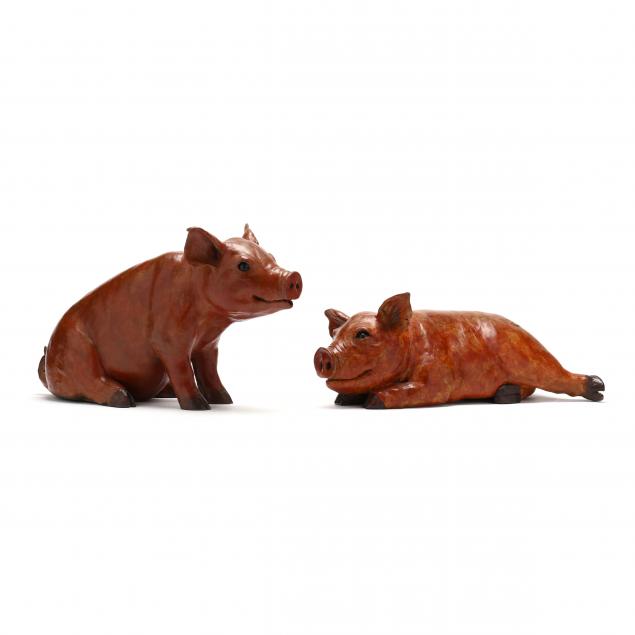 michael-henington-american-20th-21st-century-two-bronze-pig-sculptures