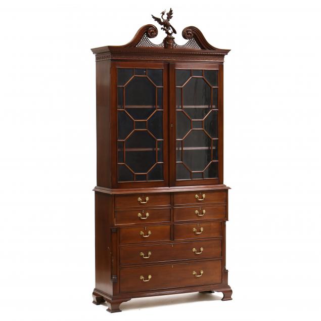 chippendale-style-mahogany-bureau-bookcase