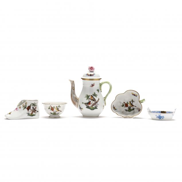 a-herend-porcelain-selection-of-five-pieces
