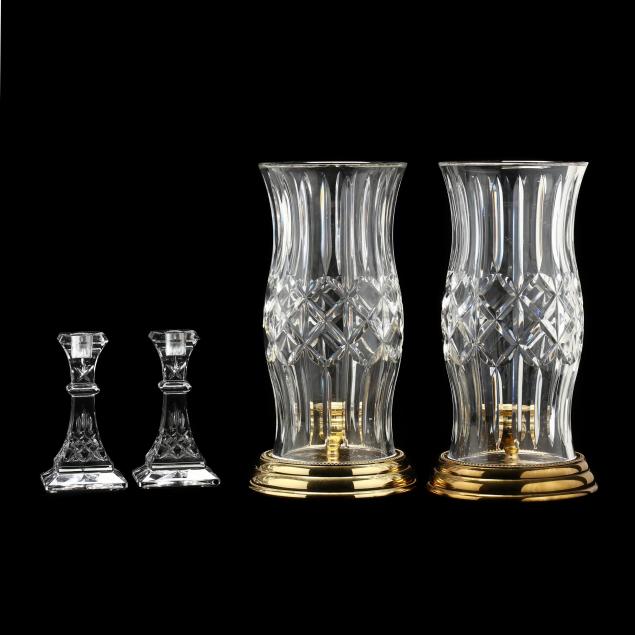 waterford-pair-of-crystal-hurricanes-and-candlesticks