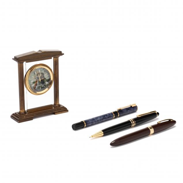 a-bueche-girod-desk-clock-and-three-designer-writing-instruments