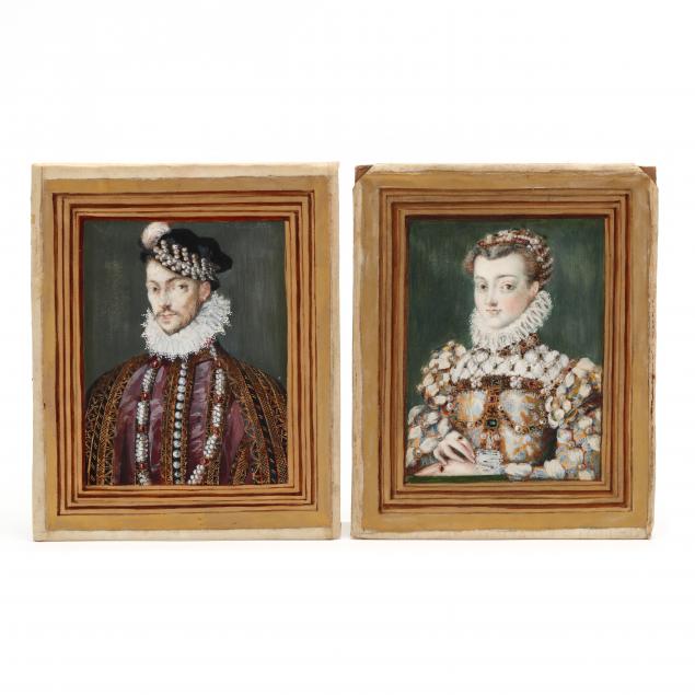after-francois-clouet-french-ca-1510-1572-miniature-portraits-of-king-charles-ix-and-elisabeth-of-austria