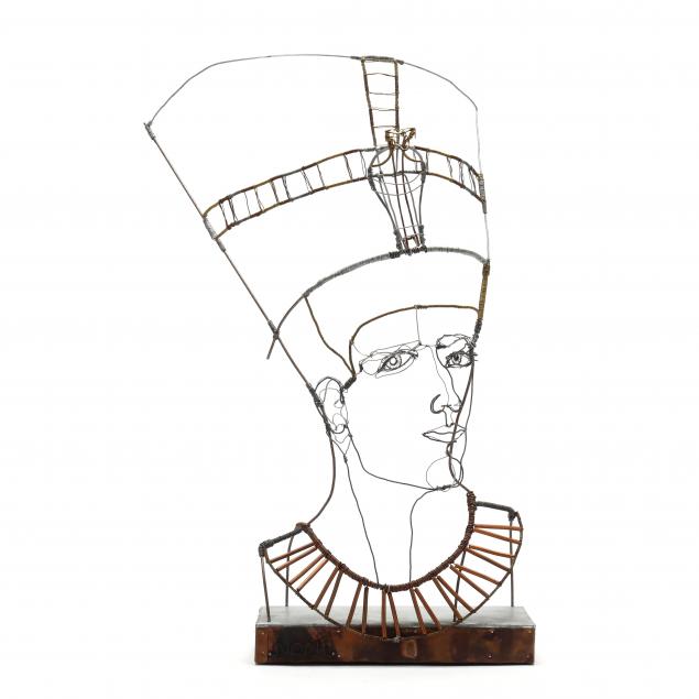 noah-james-saunders-american-20th-21st-century-wirework-portrait-bust-of-nefertiti