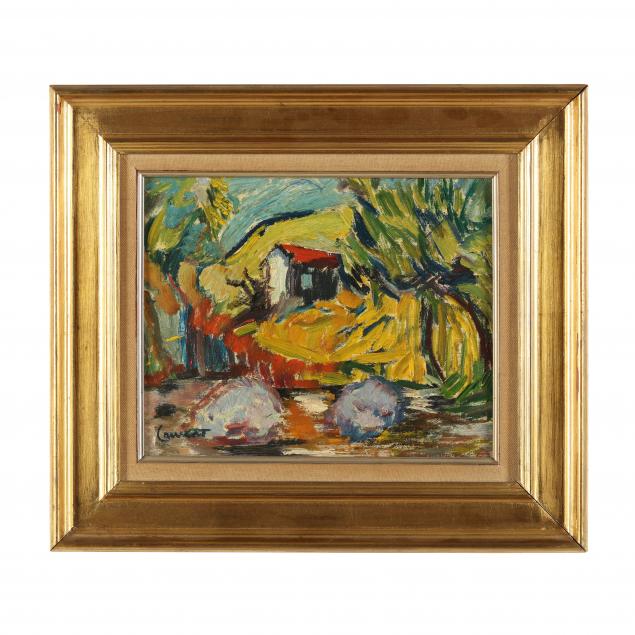 jacqueline-laurent-french-20th-century-fauvist-landscape-with-cottage