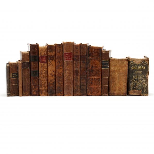 fifteen-small-antique-leatherbound-books