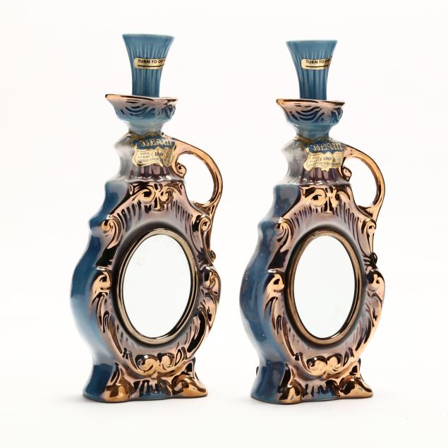 beam-bourbon-whiskey-in-gold-cobalt-blue-decanters