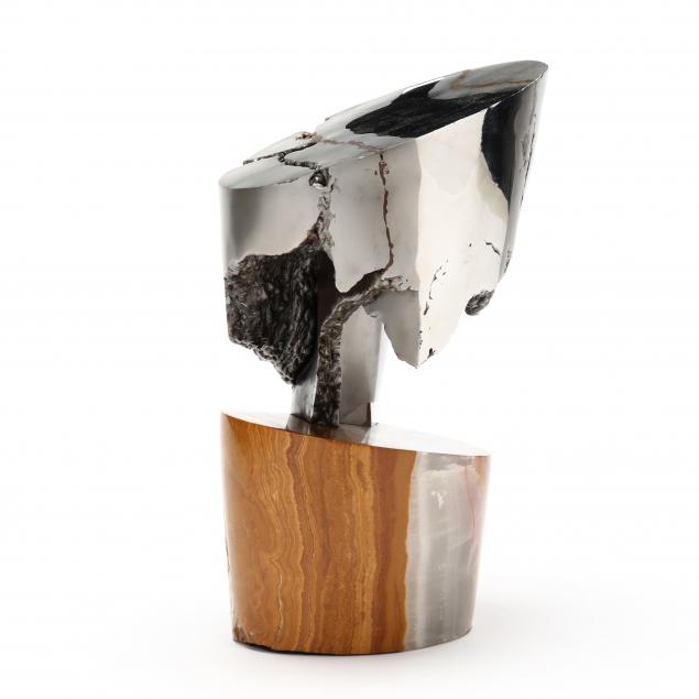 contemporary-modernist-hardstone-and-metal-sculpture