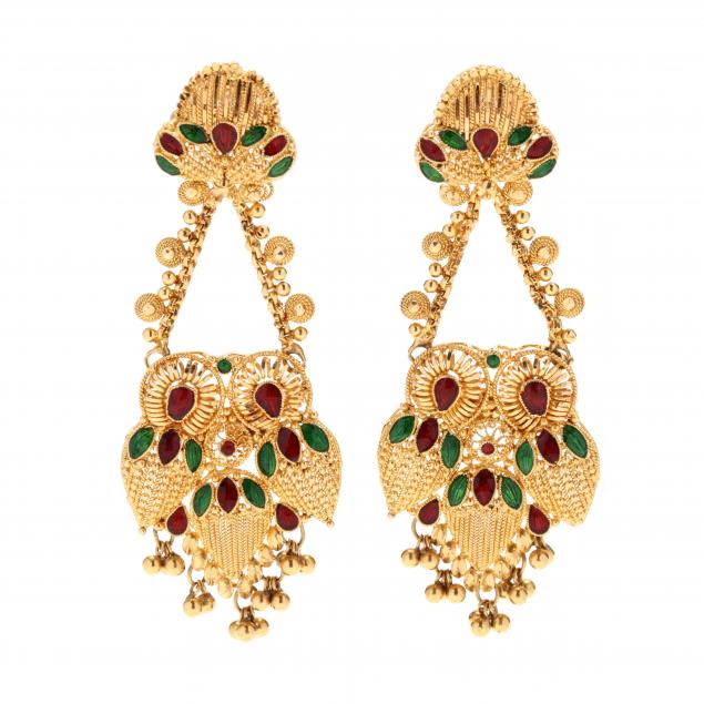 high-karat-gold-and-enamel-earrings-india