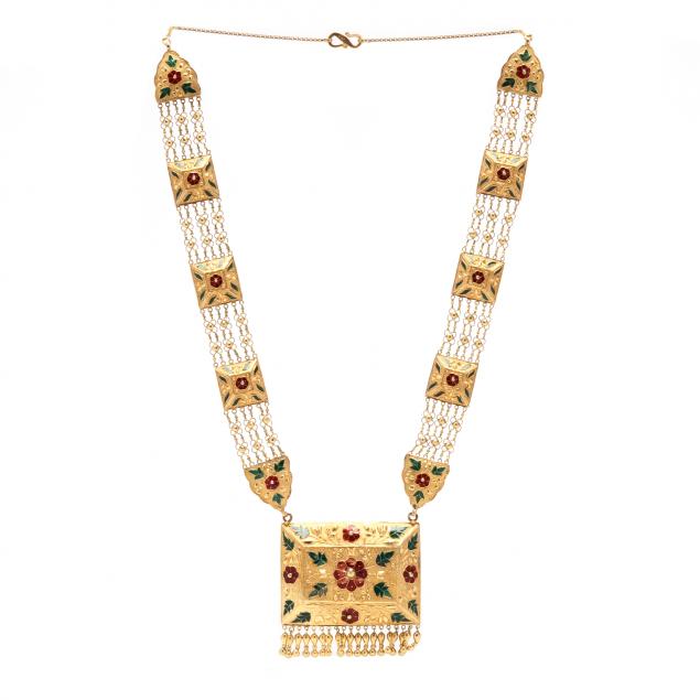 high-karat-gold-and-enamel-necklace-india
