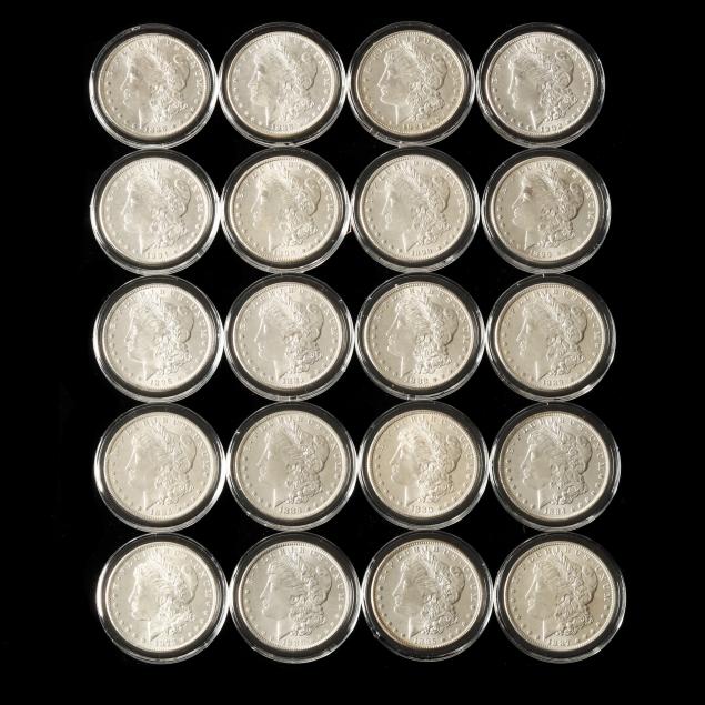 twenty-20-encapsulated-uncirculated-morgan-silver-dollars