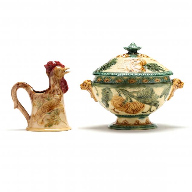 two-vintage-majolica-pottery-items