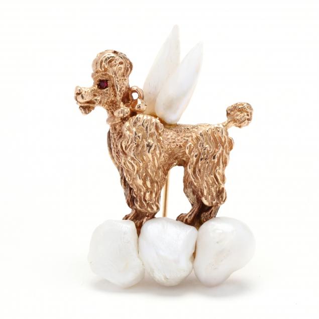 vintage-gold-pearl-and-ruby-poodle-brooch