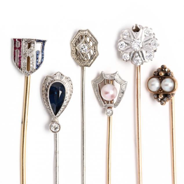 collection-of-six-antique-gem-set-stick-pins