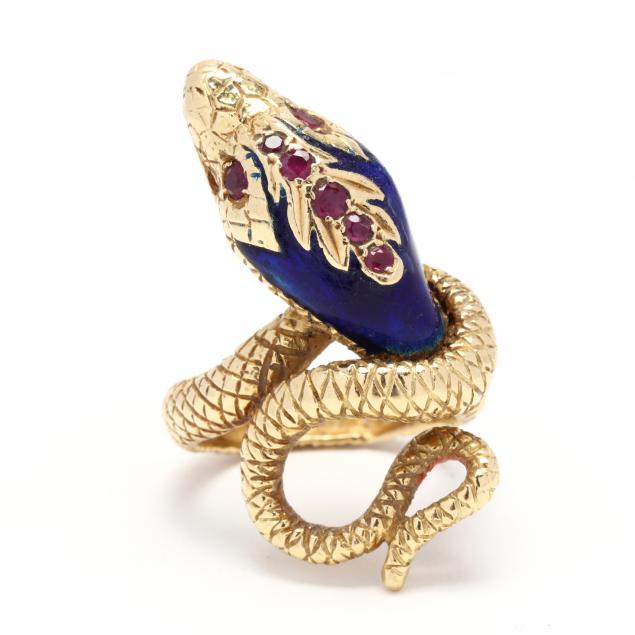 gold-enamel-and-gem-set-serpent-ring