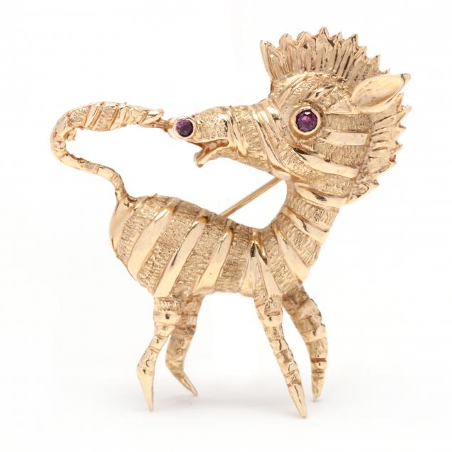 whimsical-gold-and-ruby-zebra-brooch