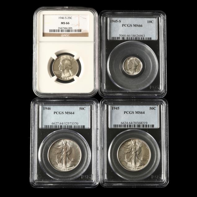 four-high-grade-circulating-silver-coins-from-the-1940s