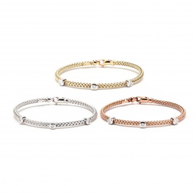 three-gold-and-diamond-bracelets