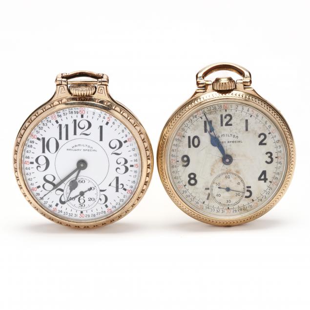 two-vintage-gold-filled-railway-special-pocket-watches-hamilton
