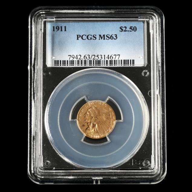 1911-indian-head-2-50-gold-quarter-eagle-pcgs-ms63
