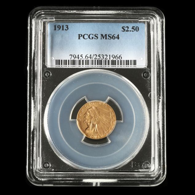 1913-indian-head-2-50-gold-quarter-eagle-pcgs-ms64