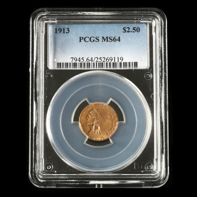 1913-indian-head-2-50-gold-quarter-eagle-pcgs-ms64