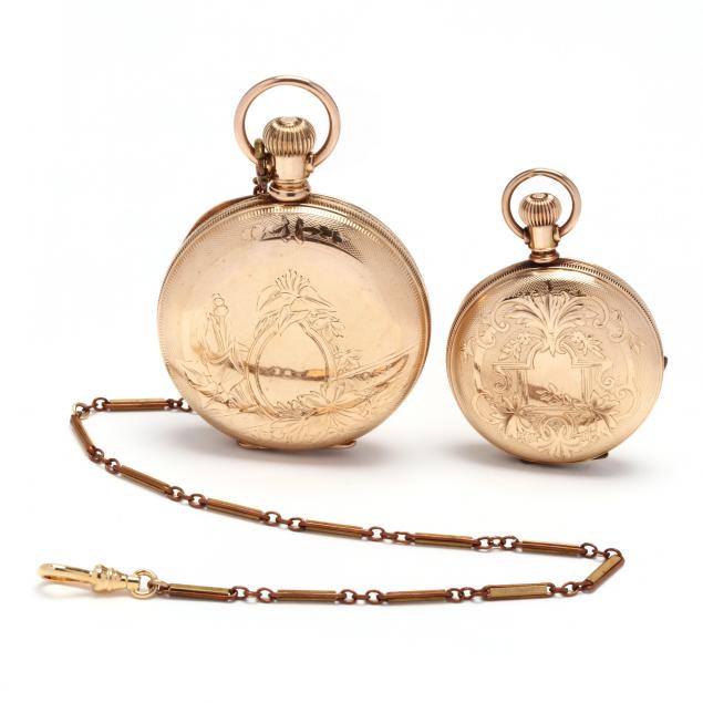 two-vintage-gold-filled-hunter-case-pocket-watches