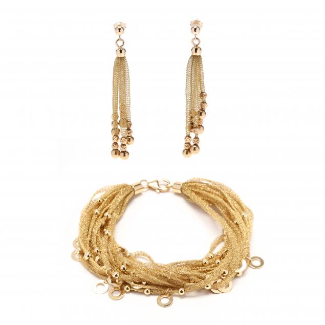 gold-mesh-bracelet-and-earrings