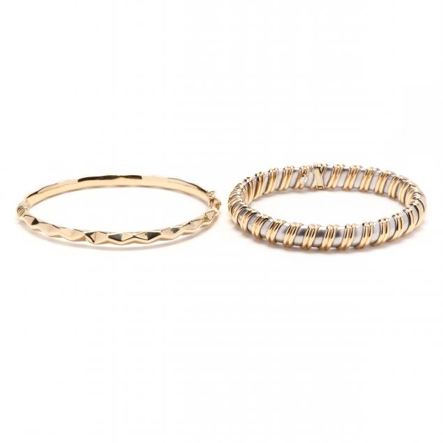 two-gold-bangle-bracelets
