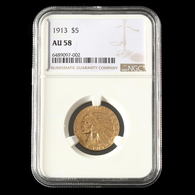 1913-indian-head-5-gold-half-eagle-ngc-au58