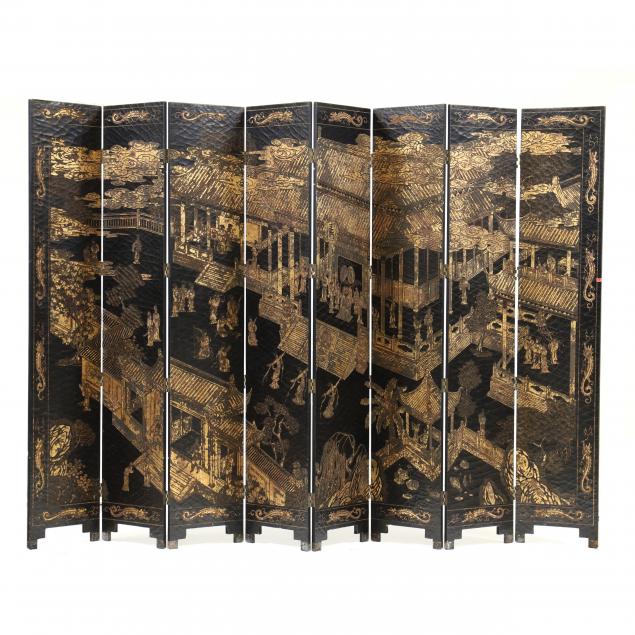 chinese-carved-and-gilt-eight-panel-floor-screen