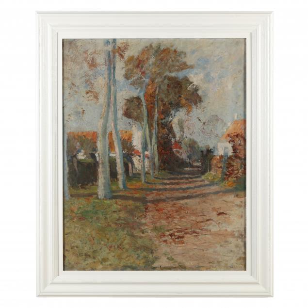 french-school-early-20th-century-village-road