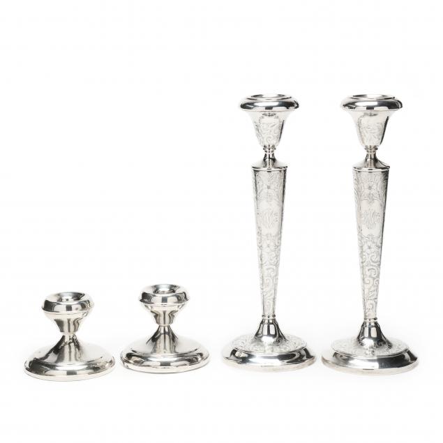 two-pair-of-american-sterling-silver-candlesticks