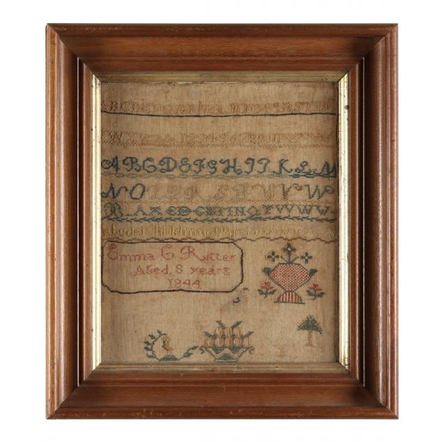 antique-needlework-sampler-american