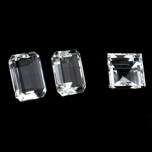 three-tiffany-co-crystal-diamond-paperweights