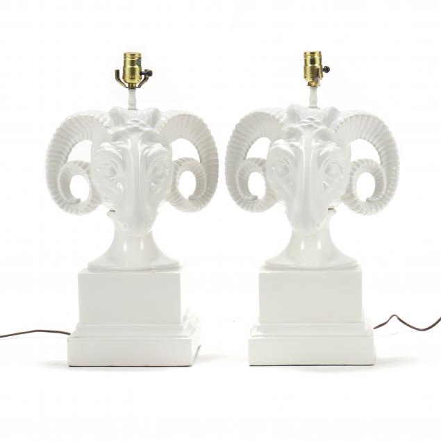 chapman-pair-of-ceramic-ram-s-head-table-lamps