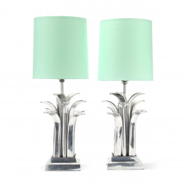 pair-of-art-deco-aluminum-palm-form-table-lamps